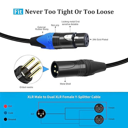 Smithok XLR Splitter Cable, Dual Female to Male Y Cable, Balanced Microphone - Image 4