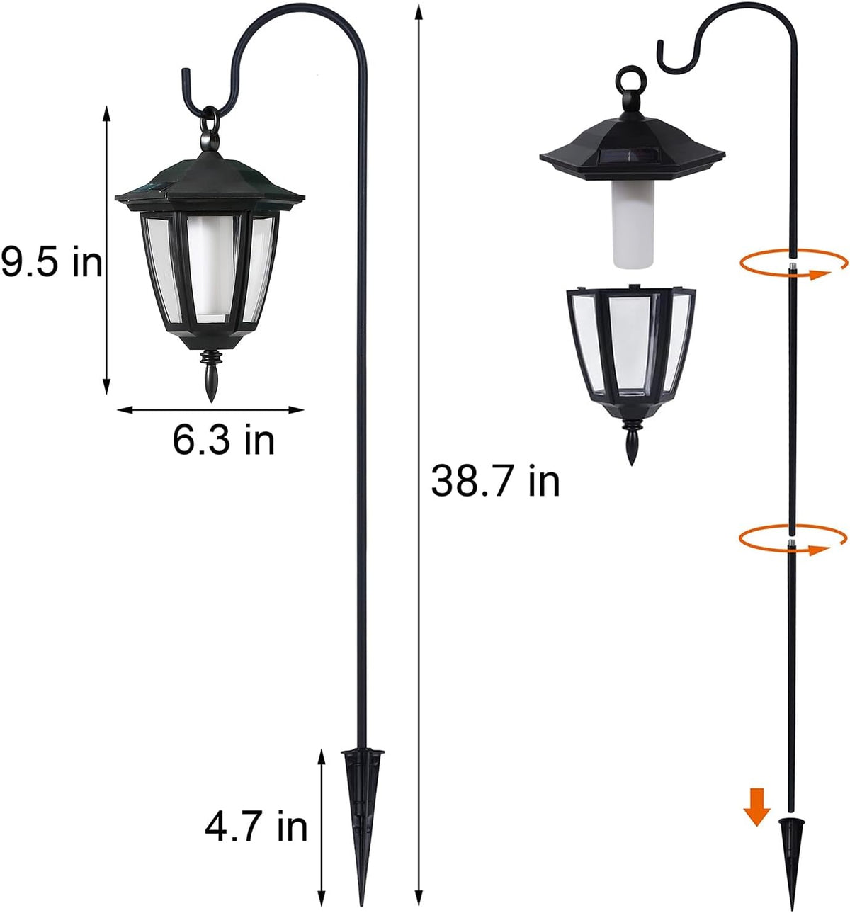 Dynaming 6 Pack Solar Halloween Flame Hanging Lights Outdoor, Flickering Flam...