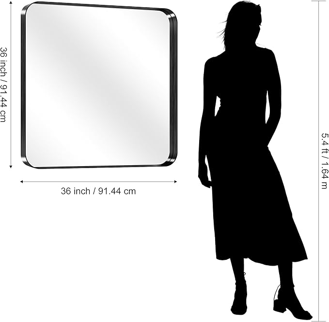 CIRCUMI Black Bathroom Mirror, Rounded Corner, Tempered Glass, Mirror - Image 8