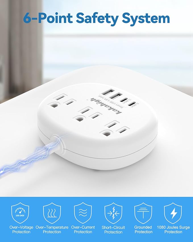 Flat Extension Cord with Outlet Cover & Cable Clips- 10 FT, 1625W Child Proof - Image 6
