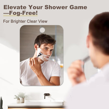 Shower Mirror Fogless for Shaving Anti-Fog Frameless Wall Hanging Makeup,11.02" L x 7.87" W,Darkgrey