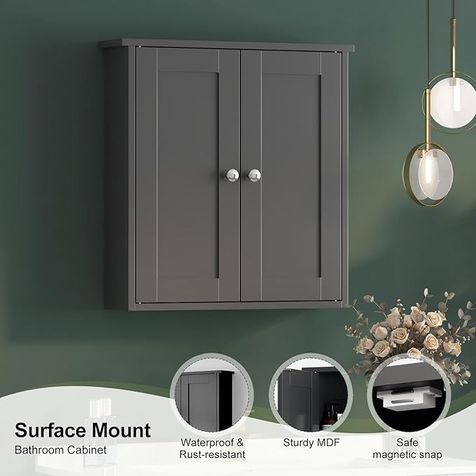 Black Bathroom Wall Cabinet, Medicine Cabinet Over Toilet, Bathroom Cabinet - Image 4