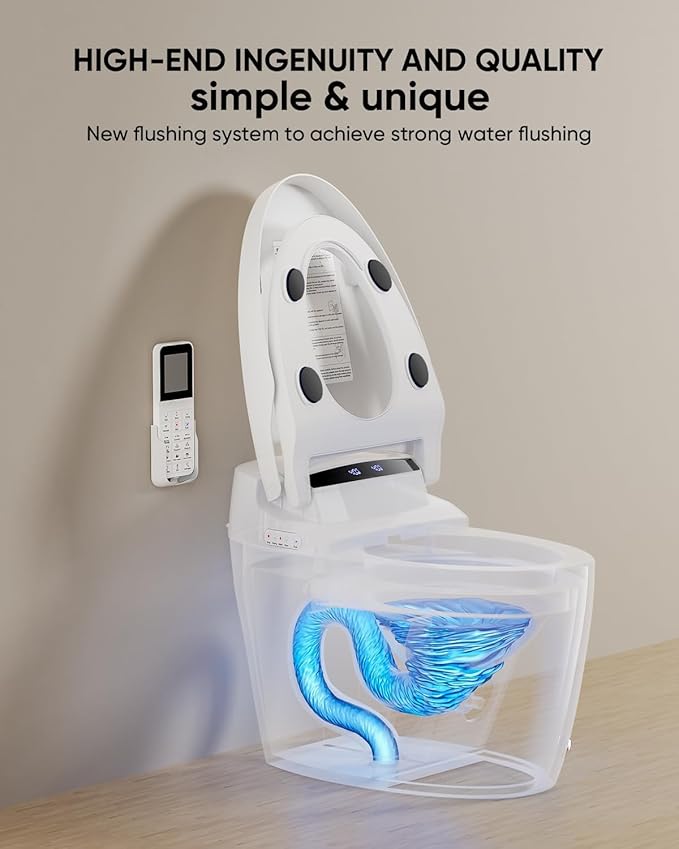 Smart Toilet with Warm Water Sprayer and Dryer, One Piece Bidet Toilet with - Image 4