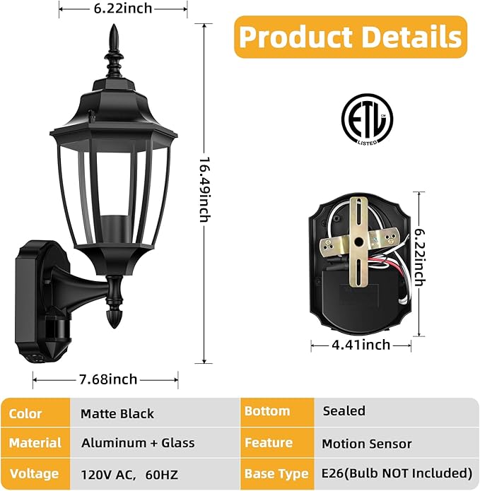 Lamomo Motion Sensor Outdoor Lights, Dusk to Dawn Outdoor Lighting, Exterior - Image 5