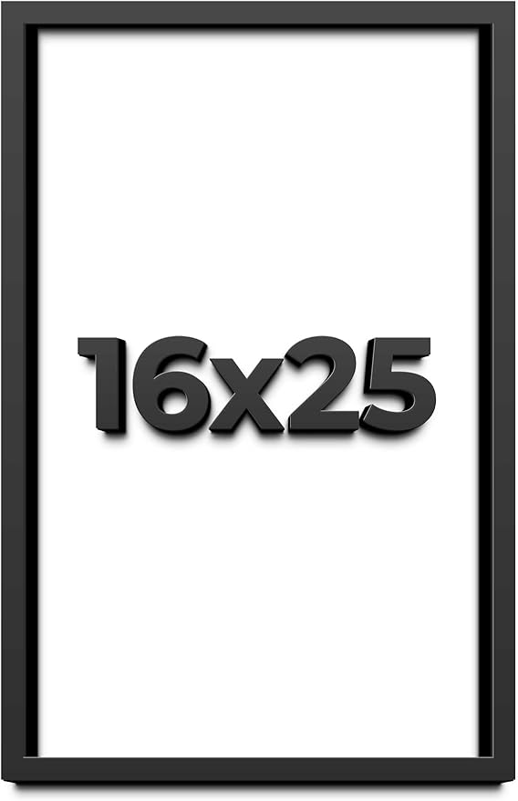 16x25 Shadow Box Frame Black | 1 Inch Deep Solid Wood Shadowbox Display Frame | by CustomPictureFrames