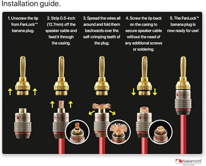 Nakamichi FanLock Excel Series 24k Gold Plated Banana Plugs 10 AWG - Image 6