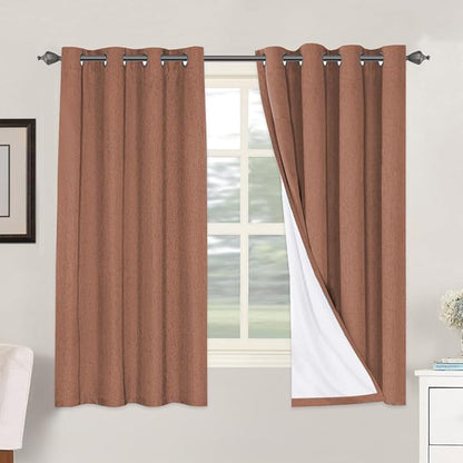 H.VERSAILTEX Linen Blackout Curtains 63 Inches Long 100% Blackout Thermal by HVERSAILTEX