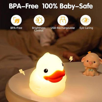 Junlumen Cute Duck Night Light – Soft Silicone Tap Lamp - Image 3