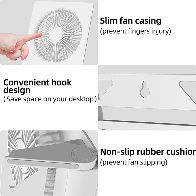 VEMONT 180°Foldable Portable Personal Fan Built-in 5000mAh Rechargeable Battery - Image 5