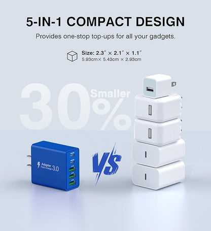 USB C Wall Charger, 60W USB C Charger Block 2-Pack 5-Port PD Fast Charging - Image 6