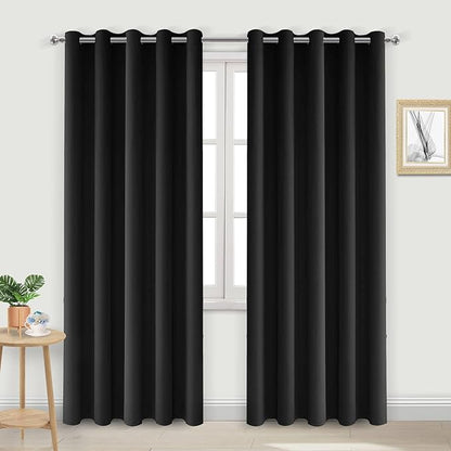 DWCN Black Curtains 84 Inch Length, Thermal 60 Wide Inch Curtain by DWCN