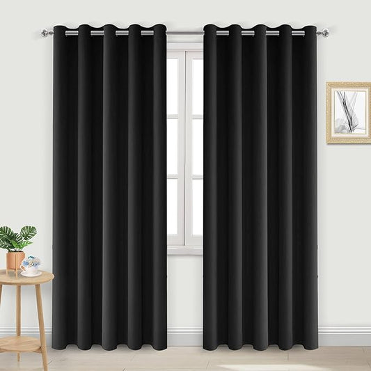 DWCN Black Curtains 84 Inch Length, Thermal 60 Wide Inch Curtain by DWCN
