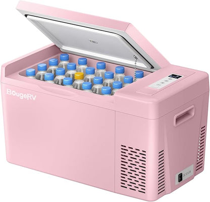 BougeRV Pink 23Quart Portable Refrigerator, 12 Volt Fridge 22L, Portable by BougeRV