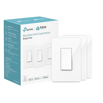 Kasa Smart Light Switch HS200P3, Single Pole, Needs Neutral Wire, 2.4GHz Wi-Fi by KasaSmartbyTP-Link