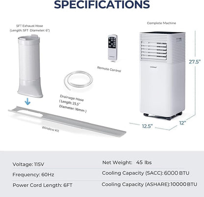 COSTWAY Portable Air Conditioner, 10000 BTU AC Cooling - Image 6