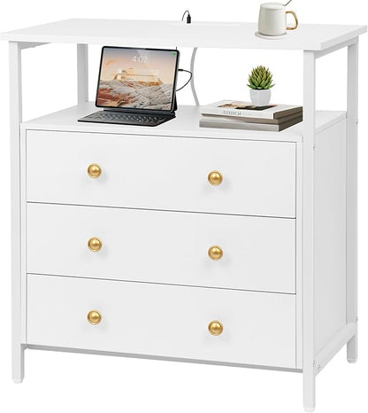 Edbuosy 3 Wooden Drawers Night Stand, 27 Inch Wide Nightstand by Edbuosy