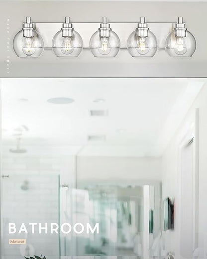 METWET Bathroom Light Fixtures, 5 Light Brushed Nickel Vanity Light, 32 Inch - Image 6