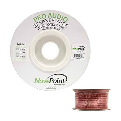 NavePoint 100ft in Wall Audio Speaker Cable Wire CL2 16/2 AWG Gauge 2 Conductor - Image 2