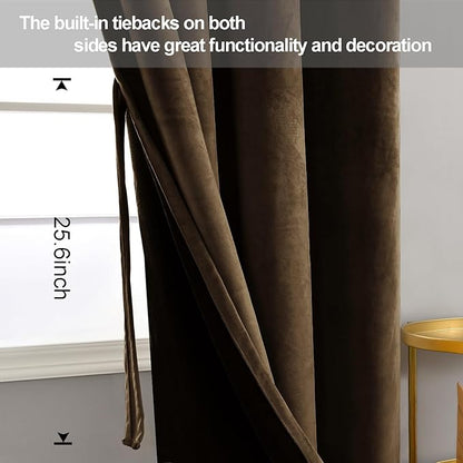JIUZHEN Room Darkening Velvet Curtains 2 Panels Set, Luxury Window Treatment - Image 3