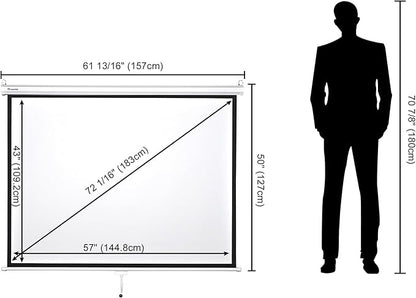 Instahibit 72" Projection Screen Pull Down 4:3 4K HD Manual Retractable - Image 3