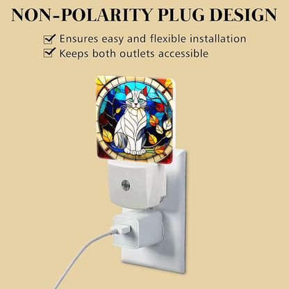 PODMemory Cat Stained Glass Night Lights Plug into Wall - Image 4