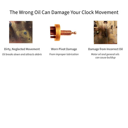 Clock Oil for Mechanical Clocks – Premium Synthetic Formula with Dual Precision Needle Applicator – Horace Whitlock – Won’t Gum or Run – 15ml Bottle