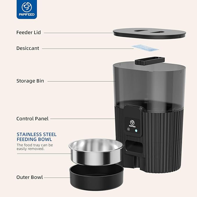 PAPIFEED Automatic Cat Feeder 3.5L/15 Cup 2.4G Bluetooth Pet Feeder - Image 6