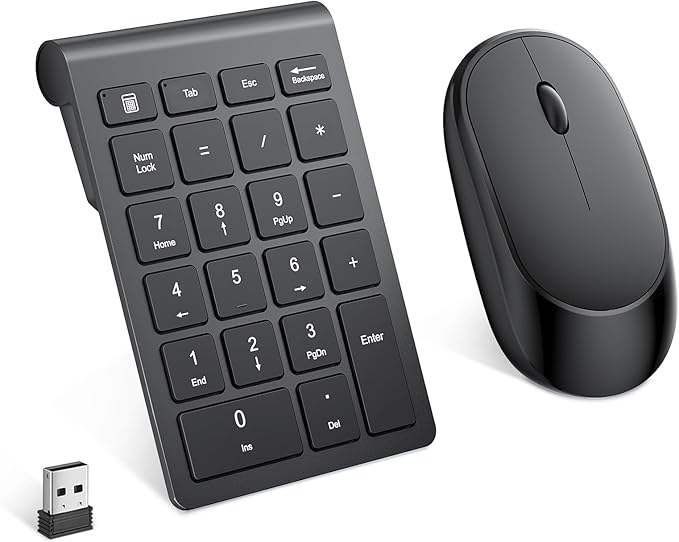 Wireless Number Pad, Lekvey Numeric Pad and Mouse Combo, Portable Slim 2.4GHz by Lekvey