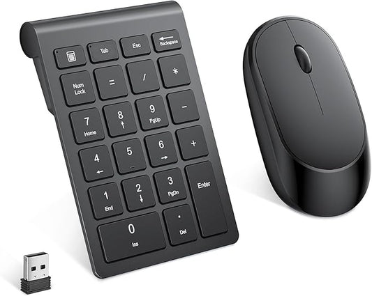 Wireless Number Pad, Lekvey Numeric Pad and Mouse Combo, Portable Slim 2.4GHz by Lekvey