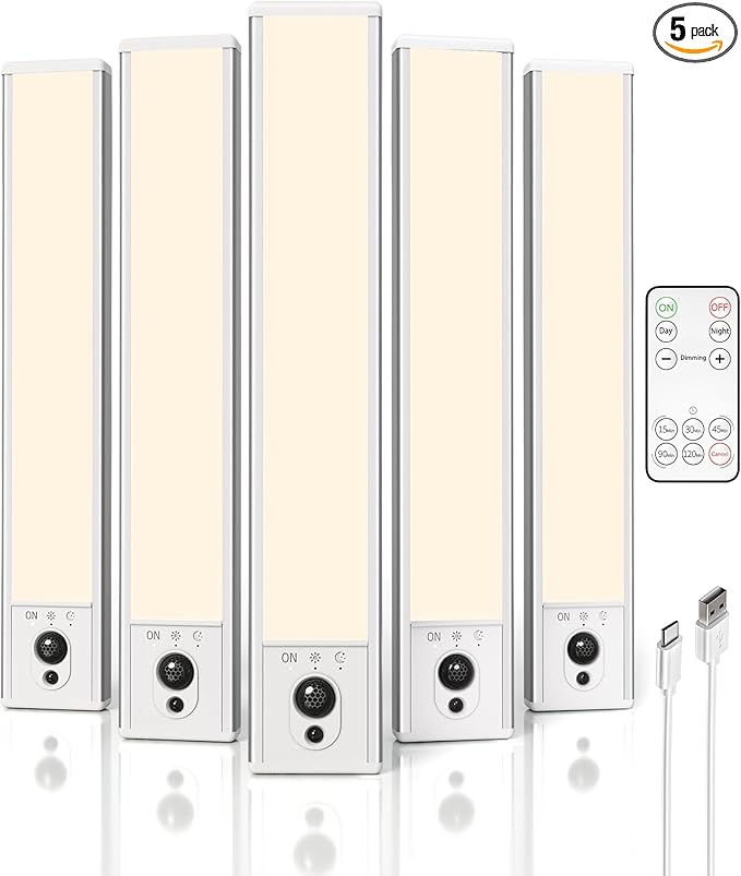 EZVALO 5-Pack Under Cabinet Lighting, 2400mAh Motion Sensor Light, LED Closet by EZVALO
