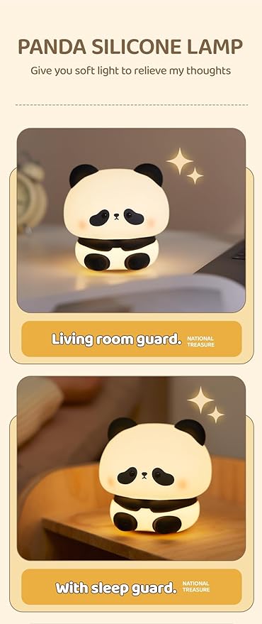 ATSUI Cute Panda Night Light, LED Squishy Novelty Animal Night Lamp, Food Grade - Image 4
