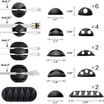 OHill Desk Cable Management Cord Organizer, 16 Pack White Self Adhesive Cord - Image 2