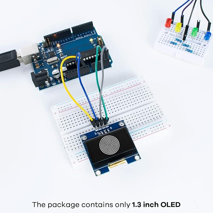 Hosyond 5 Pcs 1.3 Inch IIC I2C OLED Display Module 128x64 Pixel SH1106 Screen - Image 6