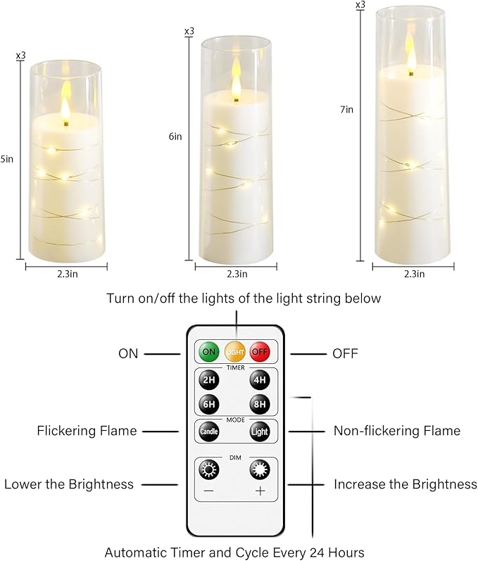 Flickering Flameless LED Candles, Acrylic LED Pillar Candles - Image 5