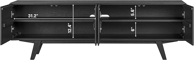 NTC Sapa Mid-Century Modern Solid Wood TV Stand 4-Door Media Console - Image 6