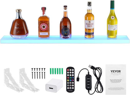 VEVOR LED Lighted Liquor Bottle Display, 1 Tier 40 Inch Wall Mounted Whiskey - Image 9