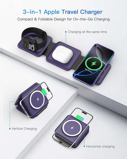 Iseyyox Charging Station for Mag Safe Apple - 3 in 1 Magnetic Foldable Wireless - Image 3
