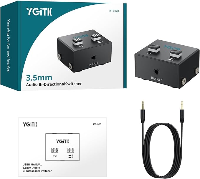 YGITK 3.5mm Audio Switch Bi-Directional, 2-in-1 & 1-in-2 Stereo Audio Switcher - Image 7