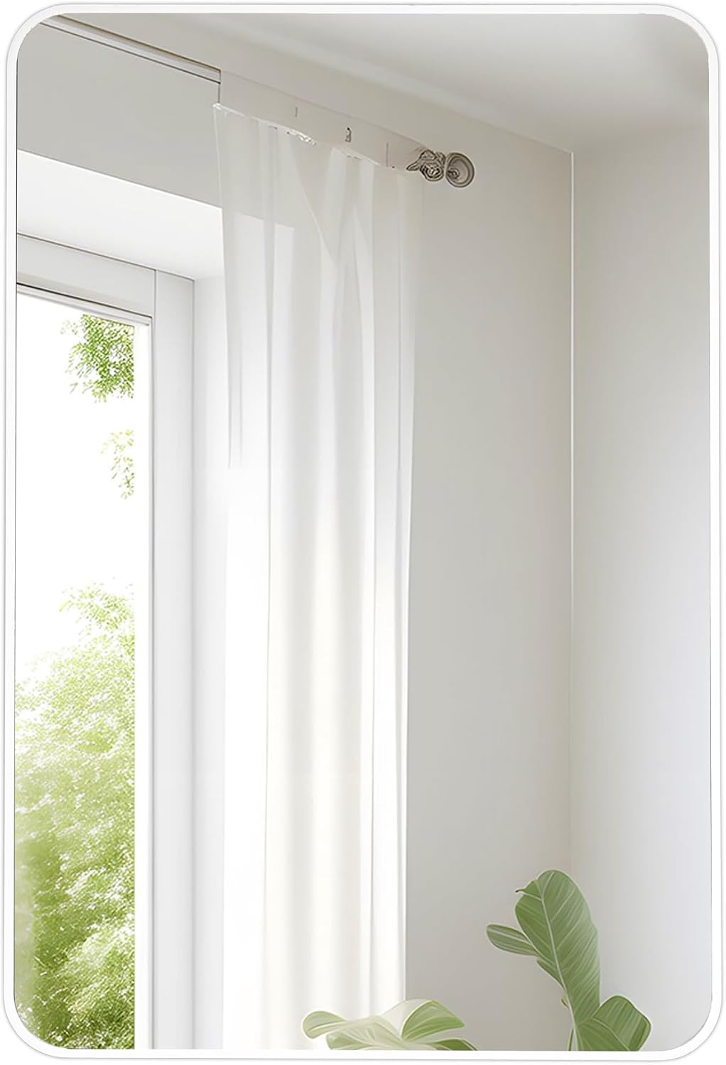 White Bathroom Mirror,24 x 36 Inch Rectangle Wall Mirror with Wood Frame | Vanity Modern Tempered Glass Mirror for Bedroom,Entryway,Living Room