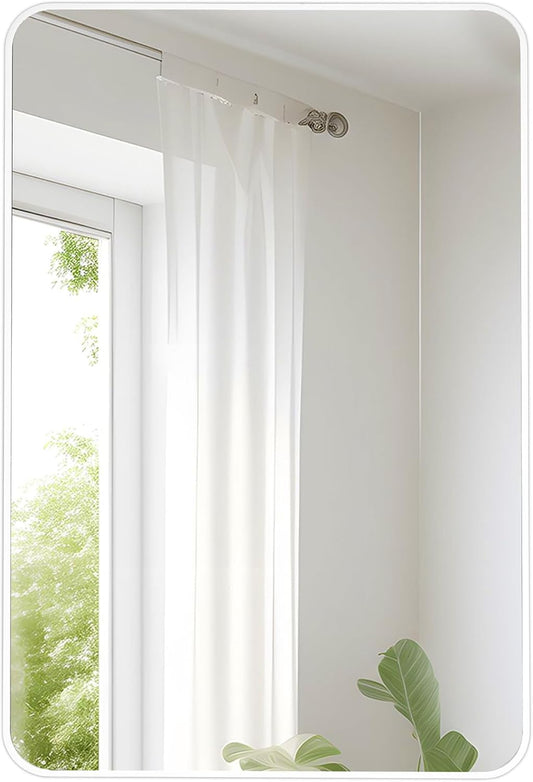 White Bathroom Mirror,24 x 36 Inch Rectangle Wall Mirror with Wood Frame | Vanity Modern Tempered Glass Mirror for Bedroom,Entryway,Living Room