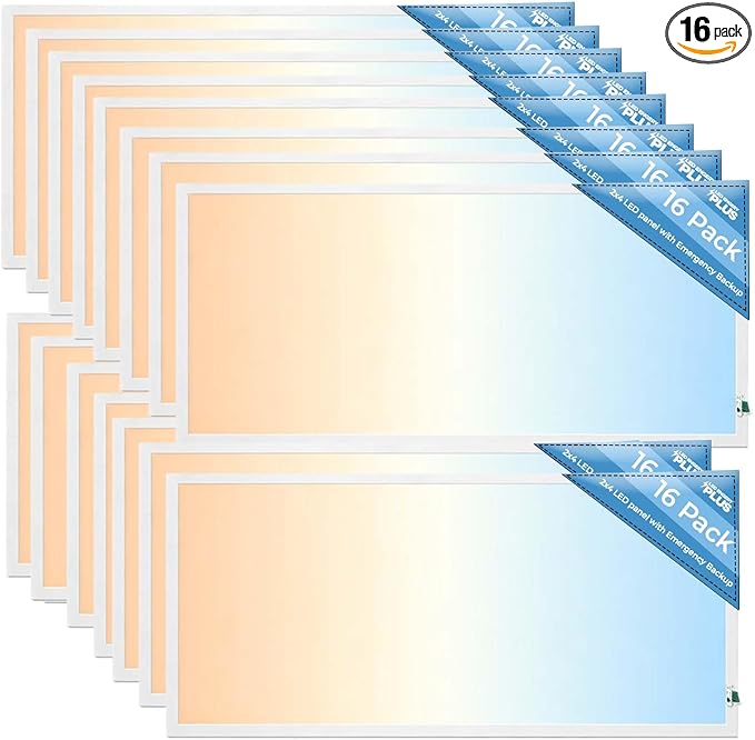 2X4 LED Flat Panel Light with Emergency Battery Backup, 50W 3000K/4000K/5000K by LED+ENERGY+PLUS