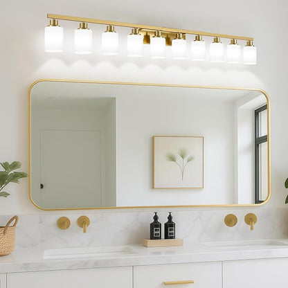 DIKAIDA Gold Bathroom Vanity Light, 10-Light Brushed Gold Bathroom Light - Image 6
