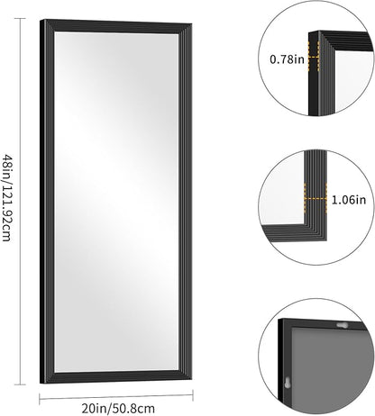 Black Bathroom Mirror 20 x 48 Inch Rectangle Wave Beveled - Image 5