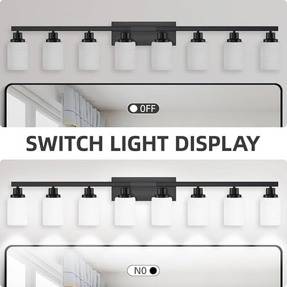DIKAIDA 8-Light Bathroom Light Fixtures Over Mirror, 52inch Modern Matte Black - Image 5