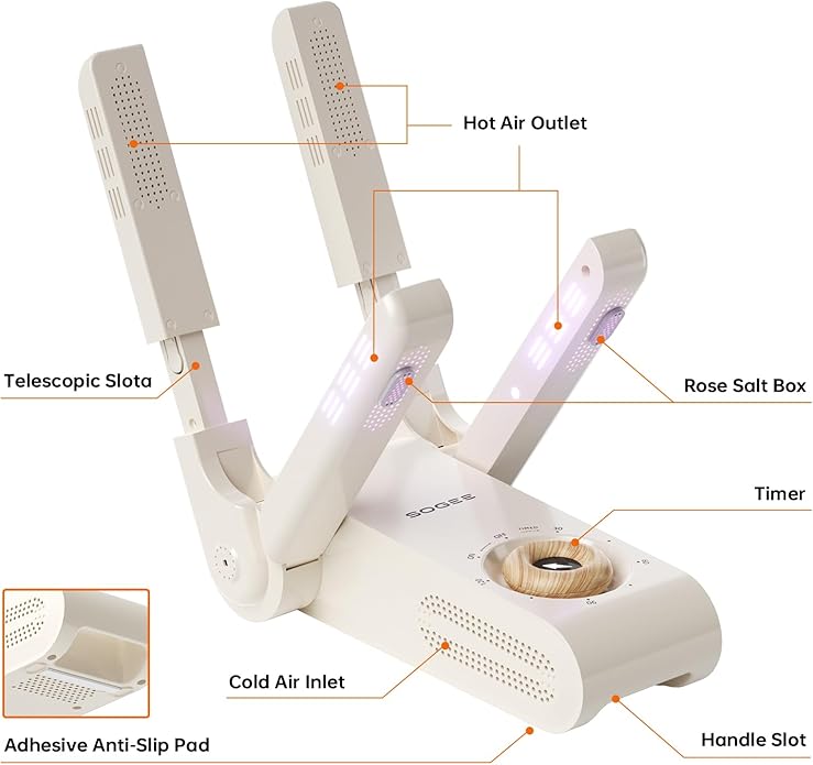 Boot Dryer, Shoe Dryer for Work Boots and Gloves, 4 Tubes - Image 9