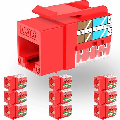 Rapink RJ45 Keystone Jack Cat6 10G Support, Cat6 Keystone Jacks UTP 10 Pack by Rapink
