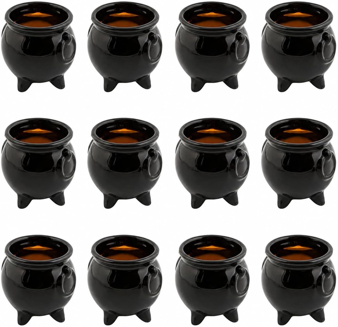 Fun Express Halloween Mini Cauldron Tea Light Votive Candle Holders, 12pc