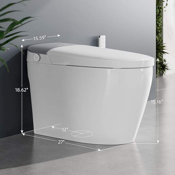 Smart Toilet with Built-in Bidet, Heated Seat, Warm Water, Air Dryer, Foot - Image 9