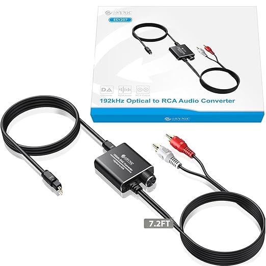 eSynic Portable Optical to RCA Adapter-Volume Control-Built in Voice Amplifier by eSynic