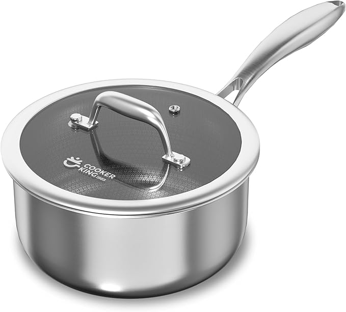 COOKER KING 1.5 Quart Stainless Steel Saucepan, Nonstick Sauce Pan, Ceramic by cookerking